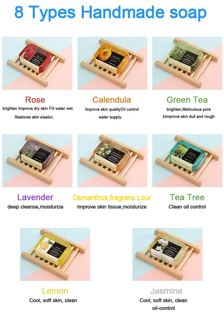 Custom labels logo individual design dried flower ingredients facial soap essential oil face body wash spa soap