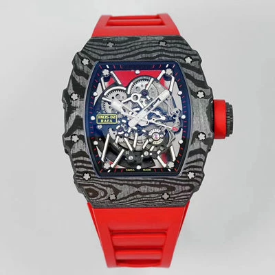 
RM Replika Carbon Fiber Case Richard Mill Stainless Steel Swi Movement Silicon Strap Best Quality Original Clone Mechanical 