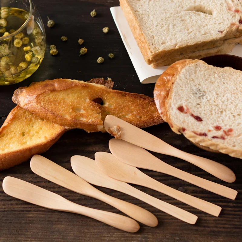
Kitchen tableware handmade mini small japanese butter cheese cake jam knife wooden set 