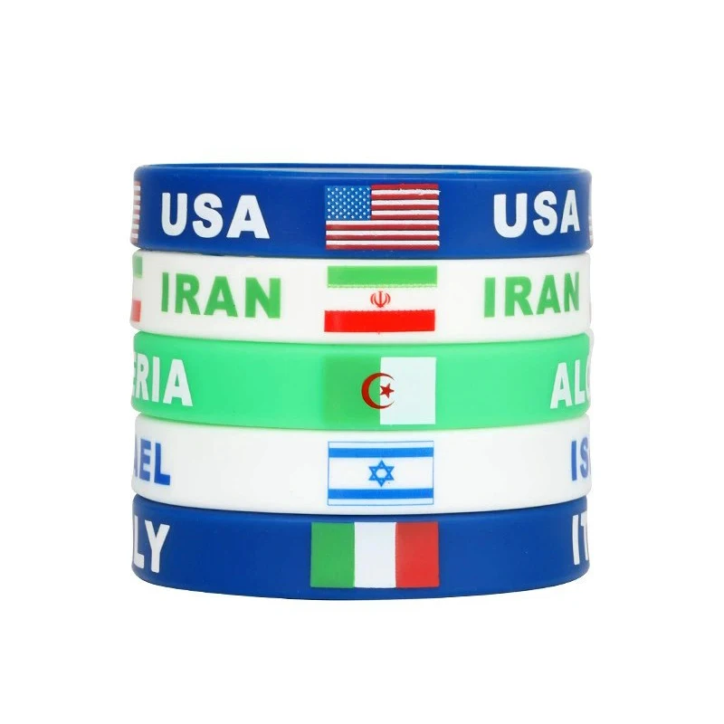 Immediate Delivery Custom Printing Bracelet 202X12Mm Patriotic Romania America Country Flag Silicone Wristbands