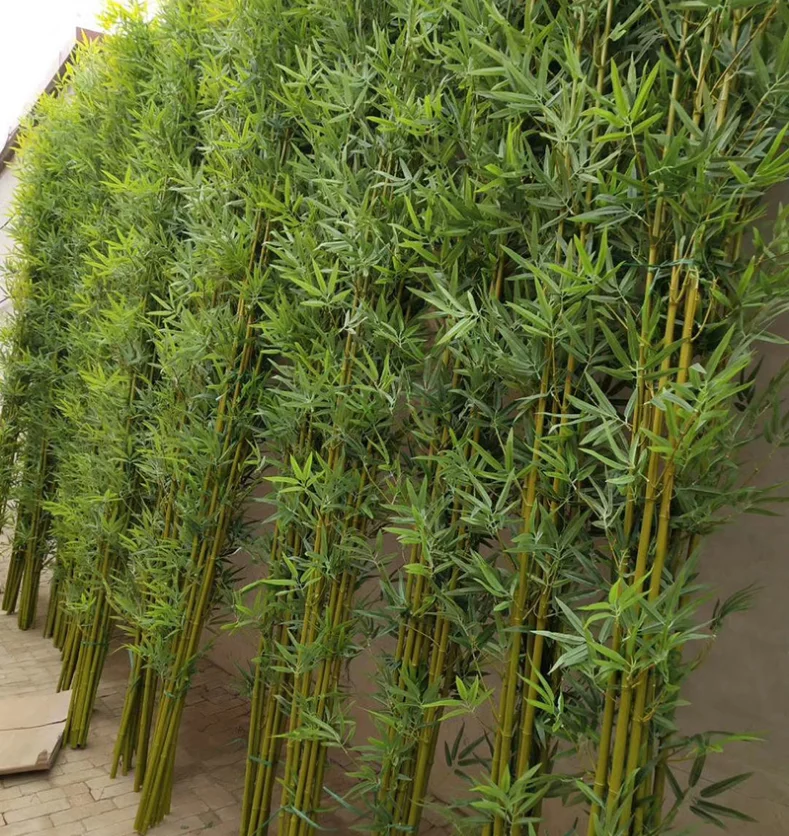 Synthetic  Pvc bamboo poles artificial bamboo plants tree with artificial bamboo leaves