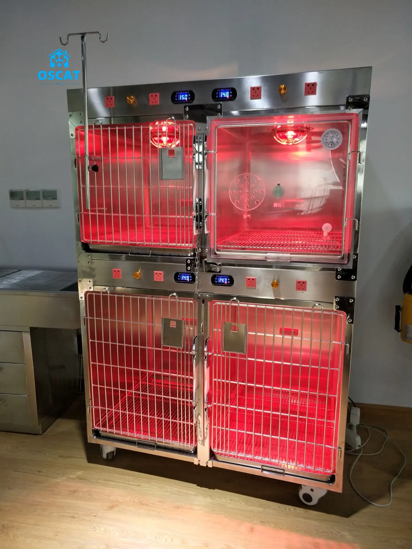OSCAT EUR PET High Quality Professional Equipment Veterinary Pet ICU cage animal pet with temperature control and oxygen