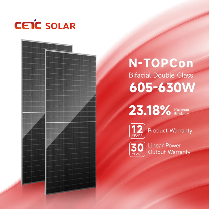 Солнечные панели CETCSolar класса 615 Вт полуограненный элемент солнечный фотомодуль двусторонний двойной стеклянный N-TOPCon