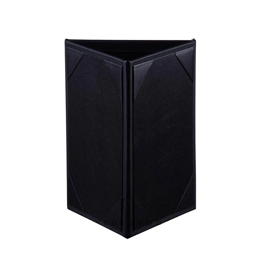 customized PU leather paper material menu holder three fold