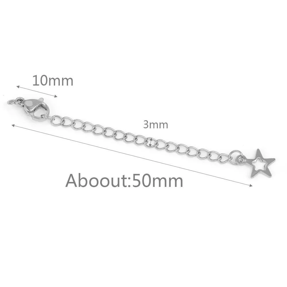 Stainless Steel Extended Extension Tail Chain Lobster Clasps Connector for Bracelet Necklace Jewelry Making DIY 14