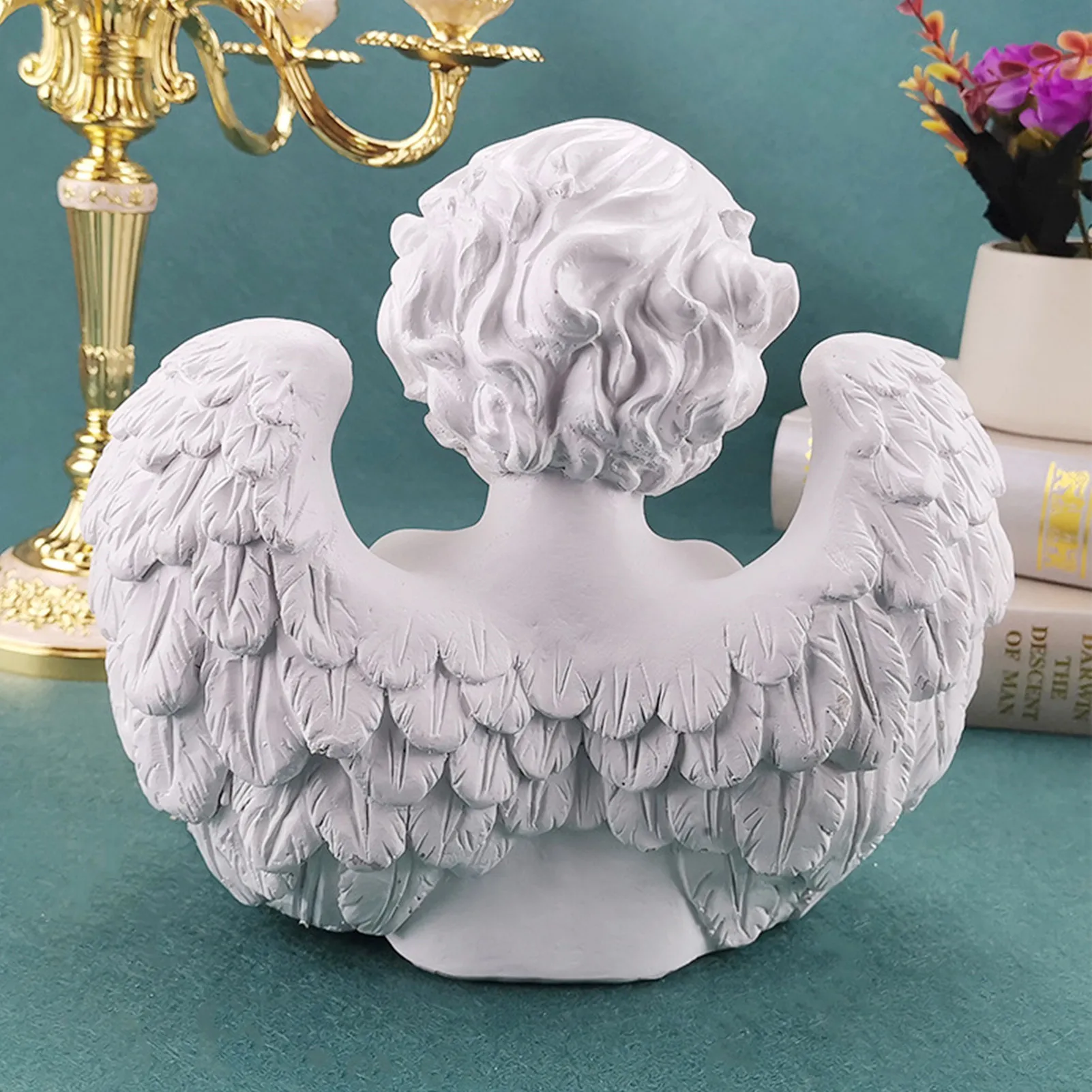 Angel Candle Holder Decoration Statue Table Resin Figurine Sculpture Ornaments Candlestick European Durable Office Home Decor