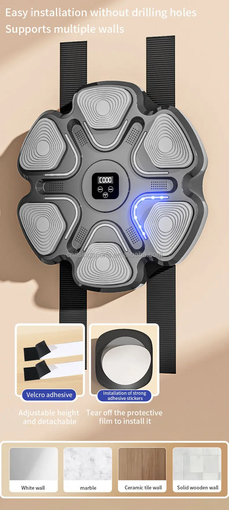 Bluetooth боксерская мишень тренировочная настенная умная музыкальная машина со светодиодным светом необходимое тренировочное оборудование для бокса