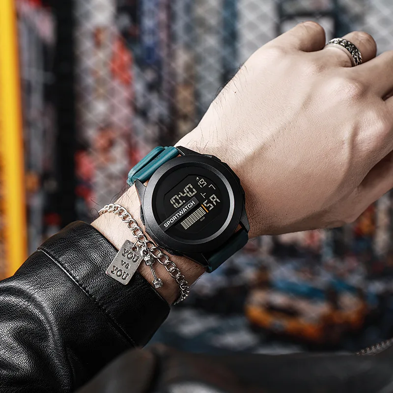 Wholesale Men Sport LED Watches Men Digital Clock Multi-Functional Rubber Man  Athlete Timekeeping Electronic Watch
