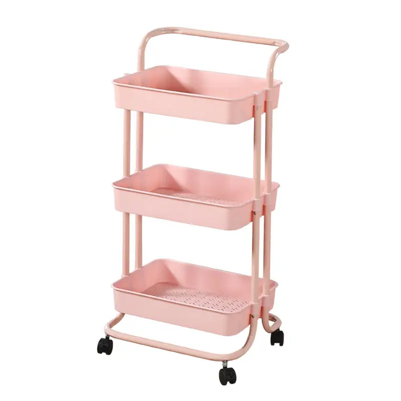 nordic small cart rack rolling bath organizer craft rotating basket rack roll cart kitchen basket trolley with basket