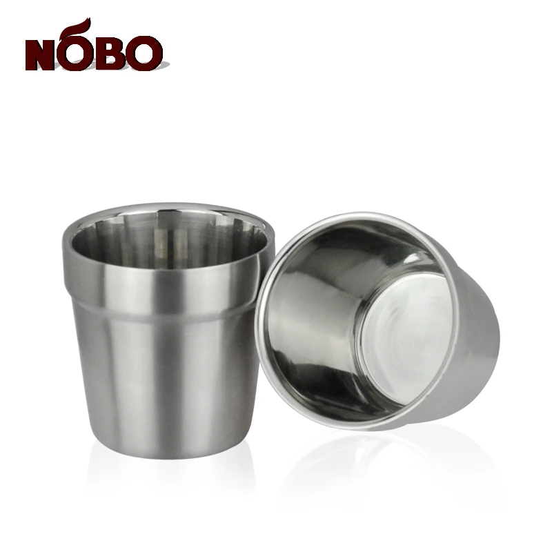 Wholesale korean metal soju cup coffee tea cup stainless steel drinking cup with Double layer structure