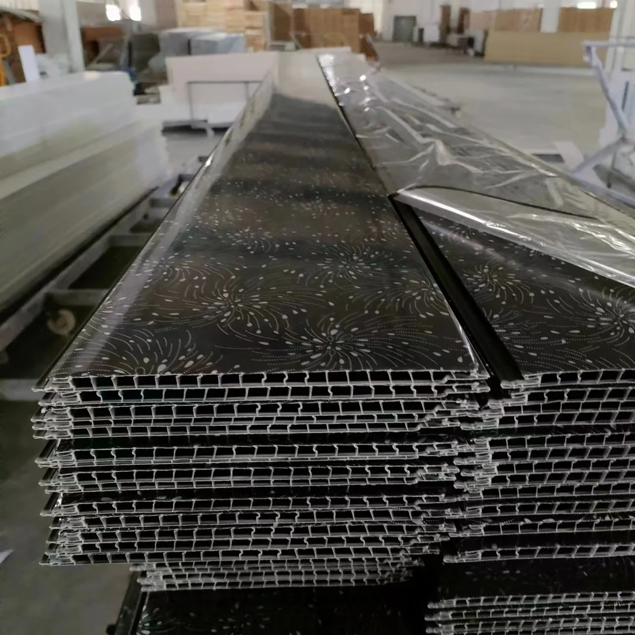 Hot stamping Romantic fireworks all over the house in the night PVC Ceiling and wall board