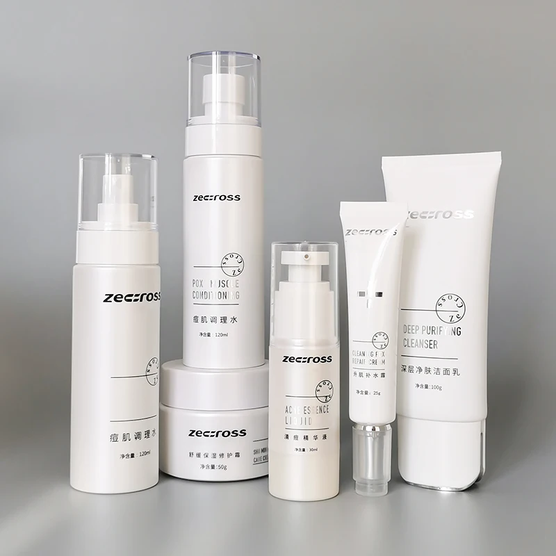 Slim or Flat options korean jars bottles set for cosmetics luxury cosmetic acrylic cream jar and bottle kits