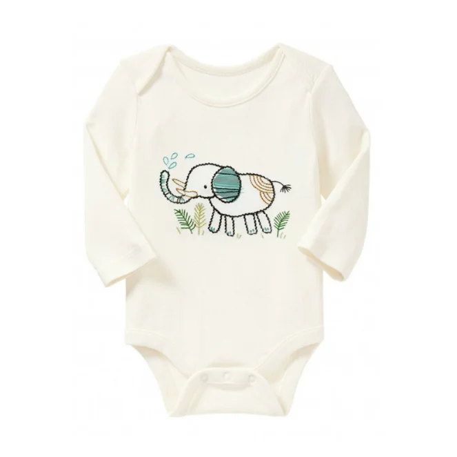 Knit baby boutique romper spring longsleeve bodysuit with lion embroidery 0-24M clothes baby