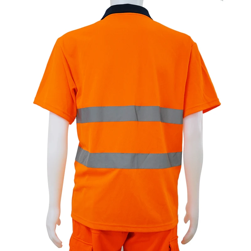 High visibility reflective fluorescent polyester safety t shirt