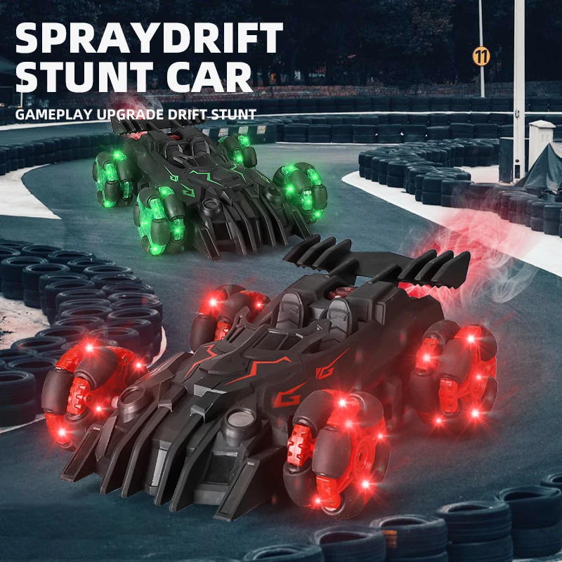 stronger energy spray drift stunt racing car toy 360 rotating simulated tail gas spray long life battery educational toy