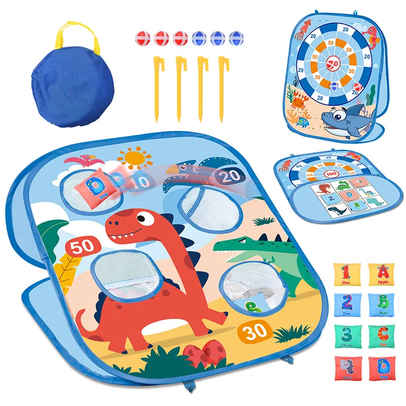Gift for Toddlers Birthday or Christmas Collapsible Double Sided Indoor Outdoor Cornhole Toy Bean Bag Toss Game for Kids