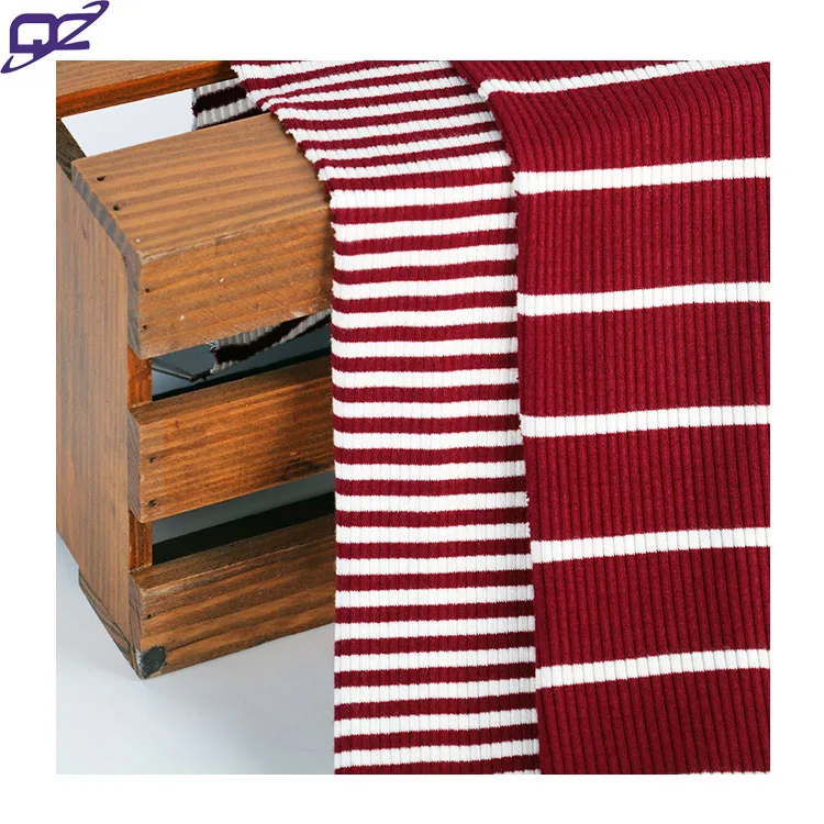 Wholesale Classic Style 4 Way Stretch Skin Friendly Anti-Bacteria Rayon Spandex Rib Yarn Dye Stripe Knit Fabric For Dress