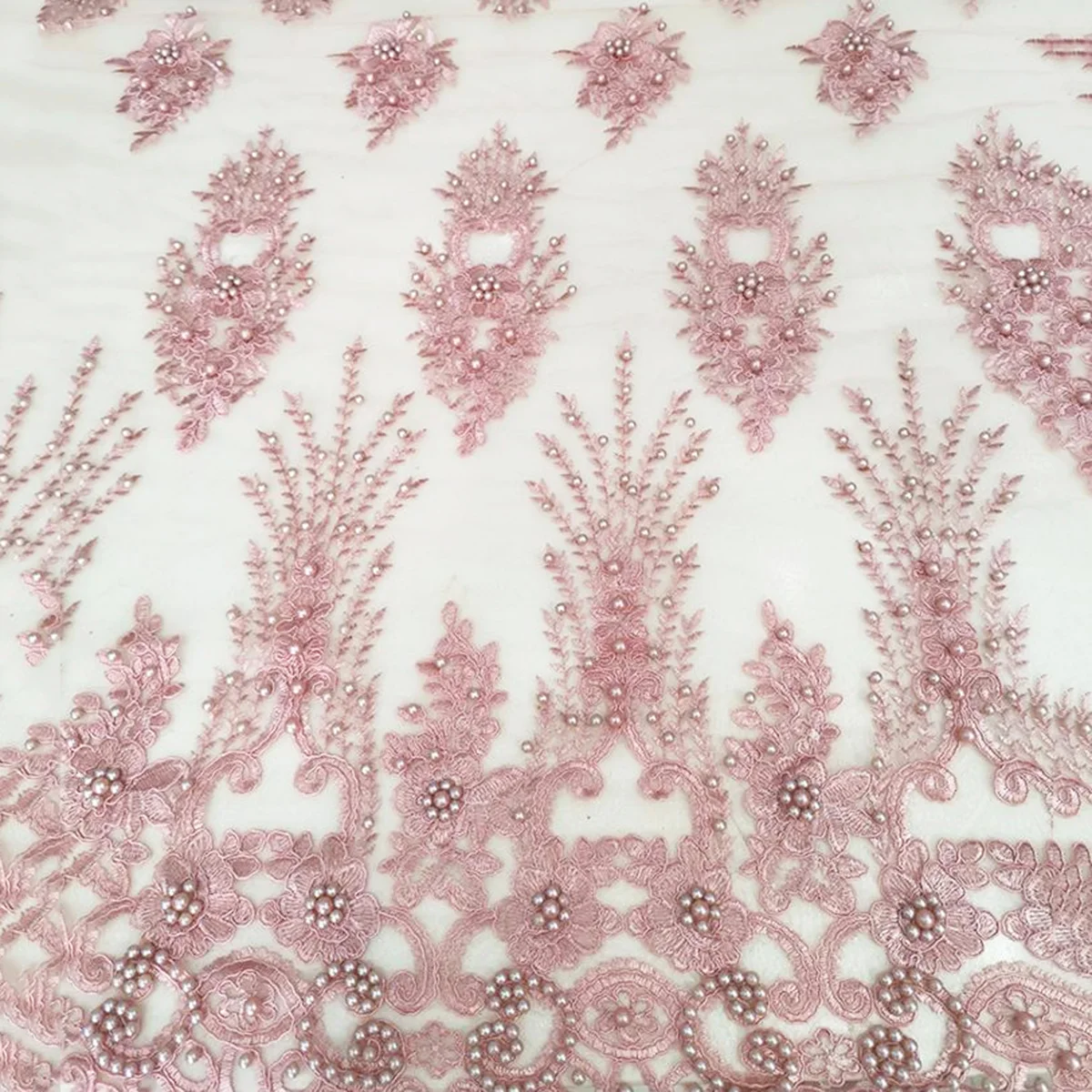 
Wholesale Embroidery Beaded White Guipure Bridal Lace Fabric For Wedding Gown Heavy Handwork Mesh Tulle Custom Clothing Textiles 