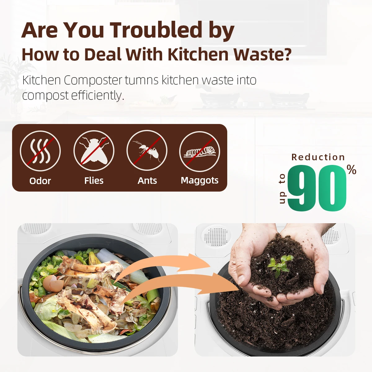 LUXFOND Ce Certification Composting Garbage Dispisal Compost Bin Indoor Food For Small Kitchen The Type Of Compost Bio Factory