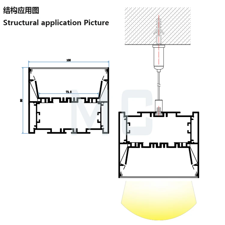 Super Big 100mm Wide LED Strip Profile Aluminum Channel Aluminum Linear Lighting Profile