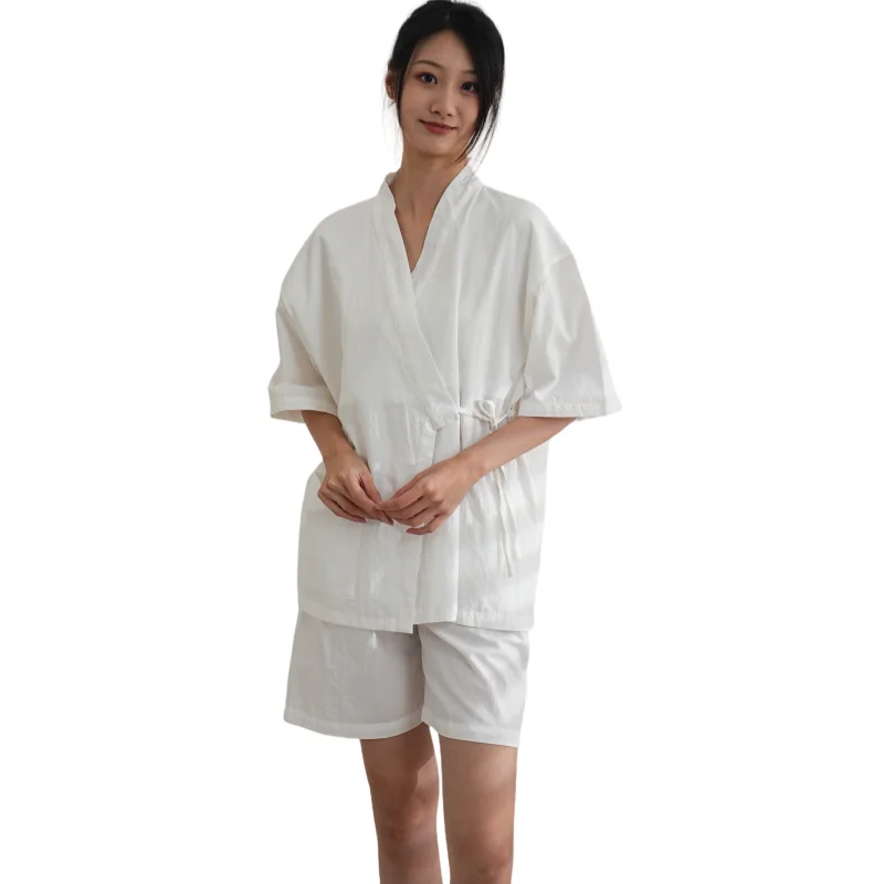 customized White Cotton Sweat Steaming Suit for Couples Sauna Bathrobe in Extra Large Size VIP Clothing for Massage Therapy