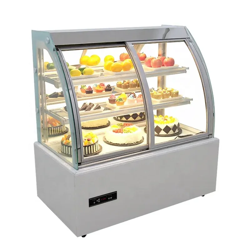 Bakery commercial bread refrigerated display cabinet sliding glass door cake showcase