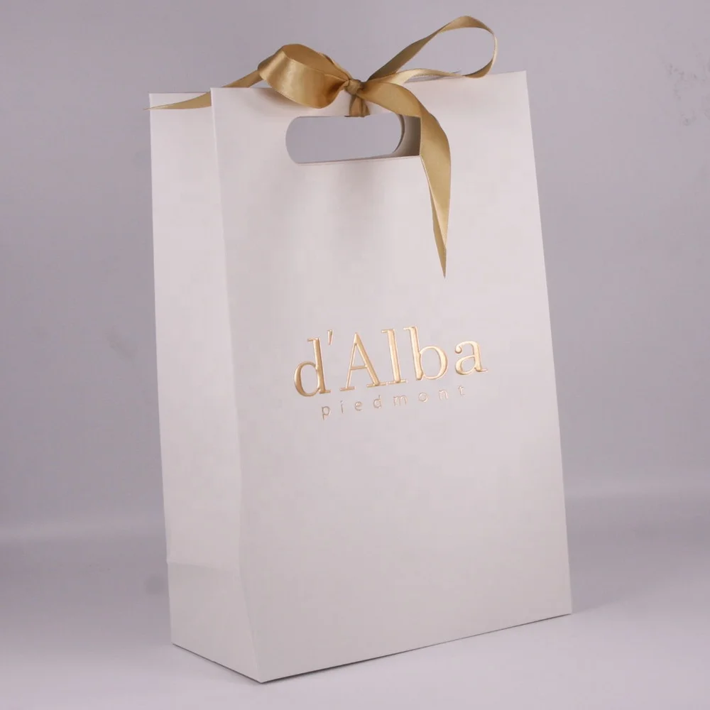 Custom Printed Heavy Duty Reinforced Die Cut Handle paper gift bag with Logo