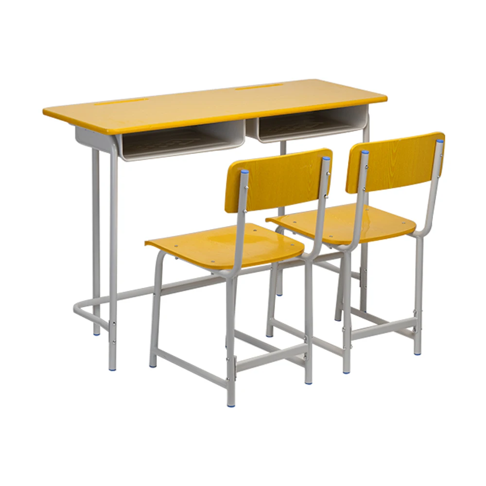 Connected school desk and Bench classroom table chair set double 2 person ODM furniture classroom study