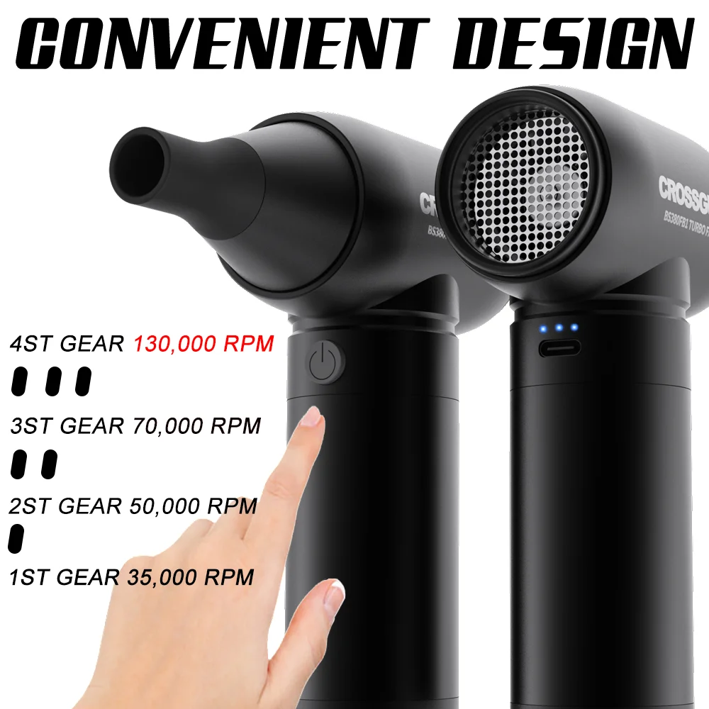 CROSSGUN Mini Jet Fan Small  USB Rechargeable Handheld Industrial Mini Portable Air blower gun for Travel Outdoors Home Office