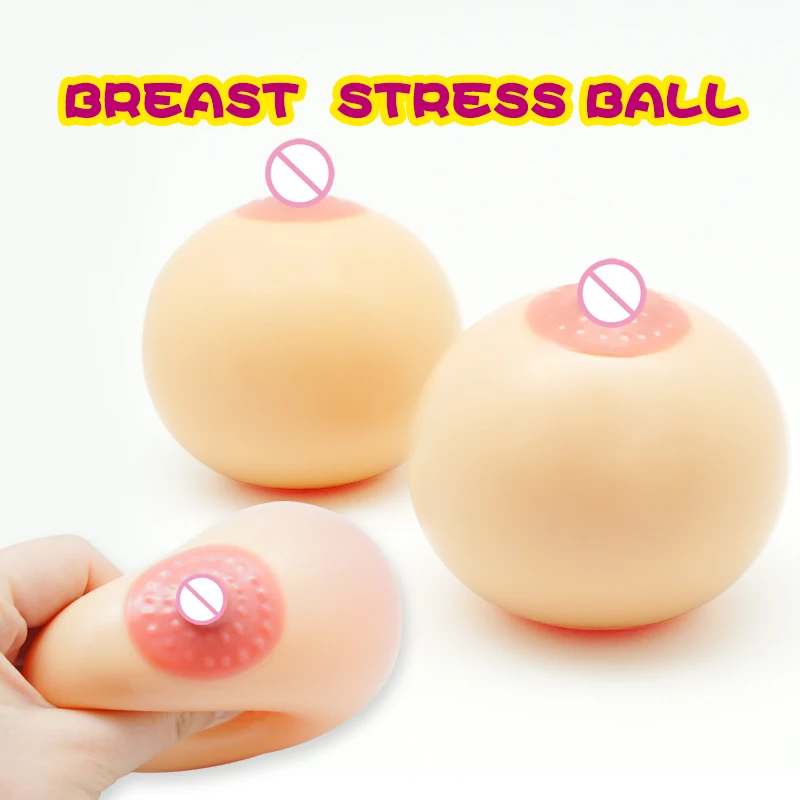 Eco-friendly Fake Boobs Model Tricky Stress Relieving Liquid Filled  Anti Stress Ball Funny Breast Stress Ball