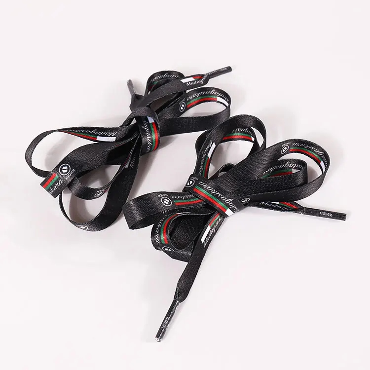 Custom Logo black white sublimation print shoe laces strap