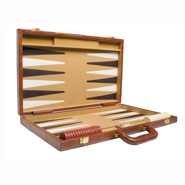 Classic Board Game with Premium genuine Leather Case Portable Travel Strategy Backgammon Game Set