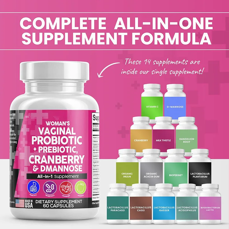 Premium Quality Oem Health Care Products Probiotic Capsule With  Vitamins/ D-Mannose/ Cranberries For Ladies