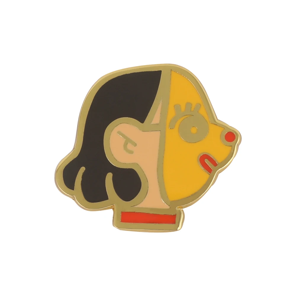 Factory custom logo cute enamel pins metallic badge