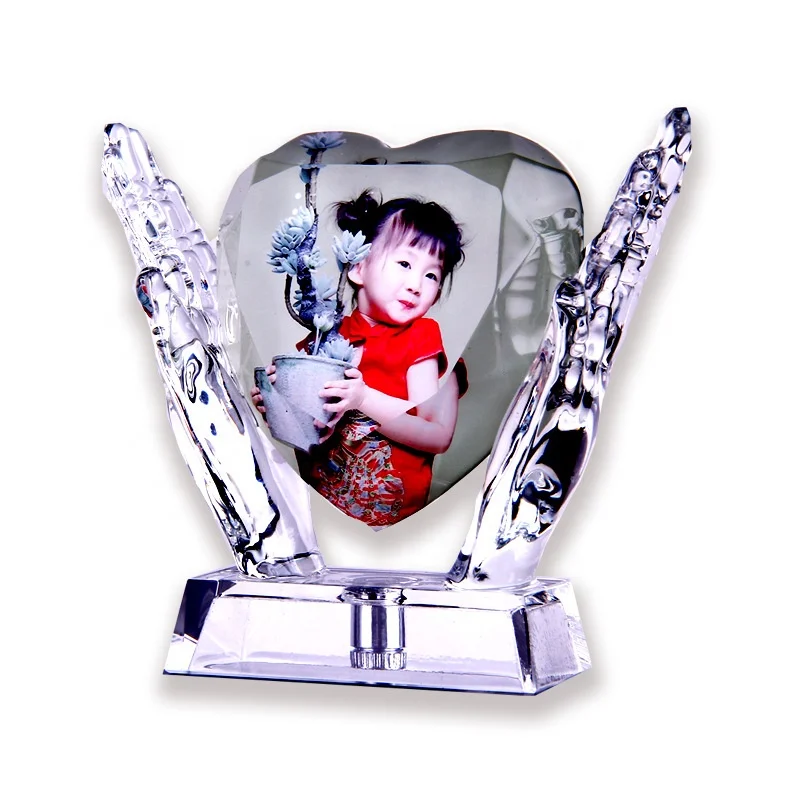 
Modern Blank Crystal Glass 3d Heart-Shaped Photo Frame Desktop Crystal Glass Photo Frame 