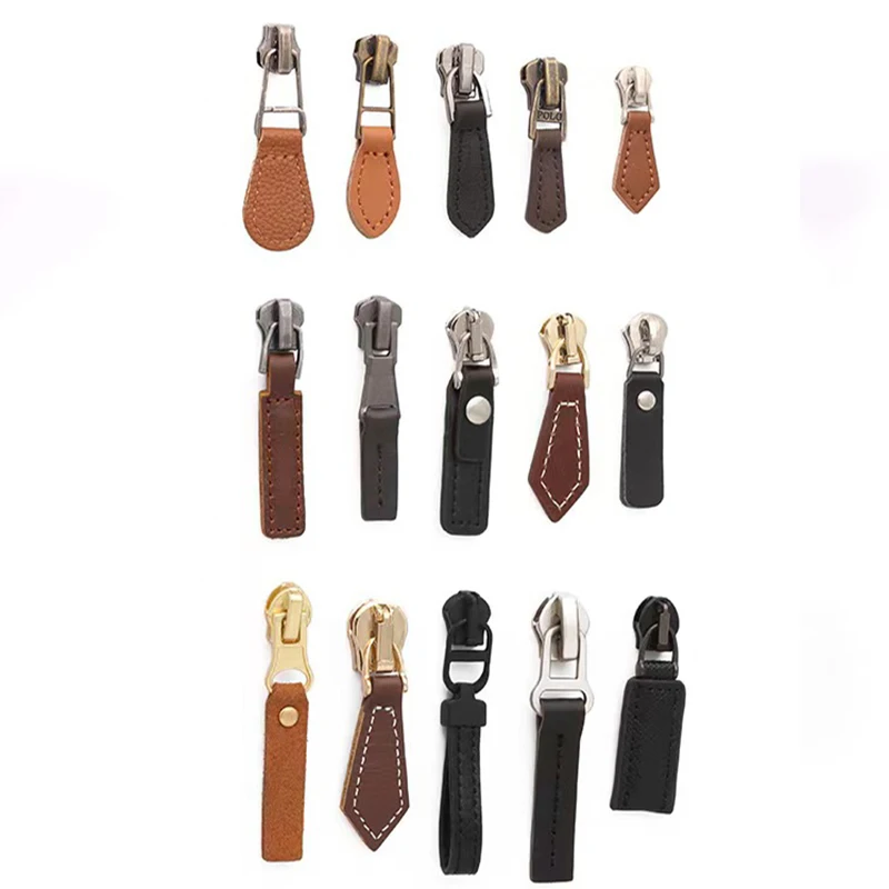 Custom Logo PU Leather Zipper Puller Replacement Leather Pulls Zipper Puller Cord For Apparel Bag Zipper Handle Leather Puller