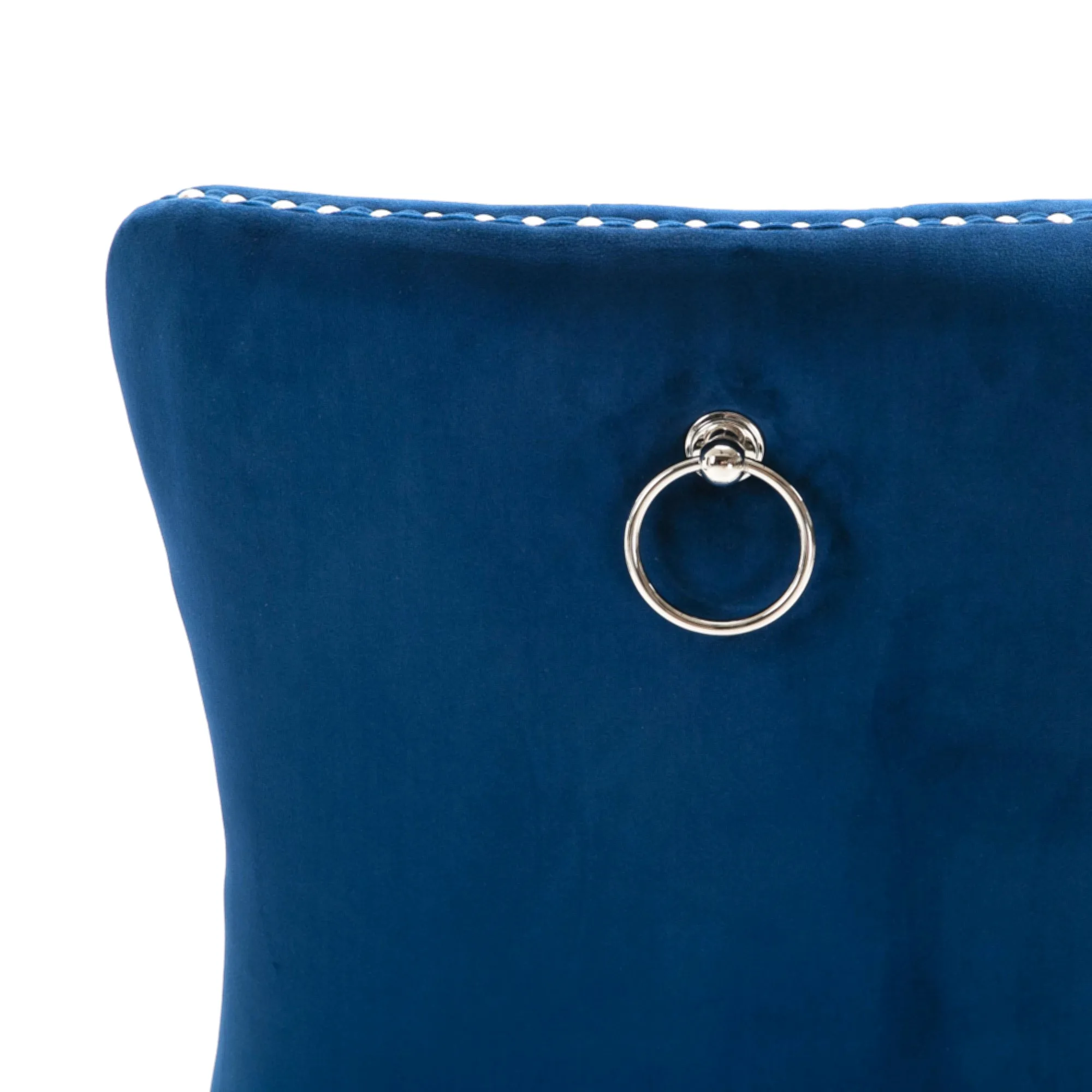 Medieval Retro Luxury Palace Style Dining Chair Velvet High Back Beaded Solid Wood Legs Dining Room Furniture