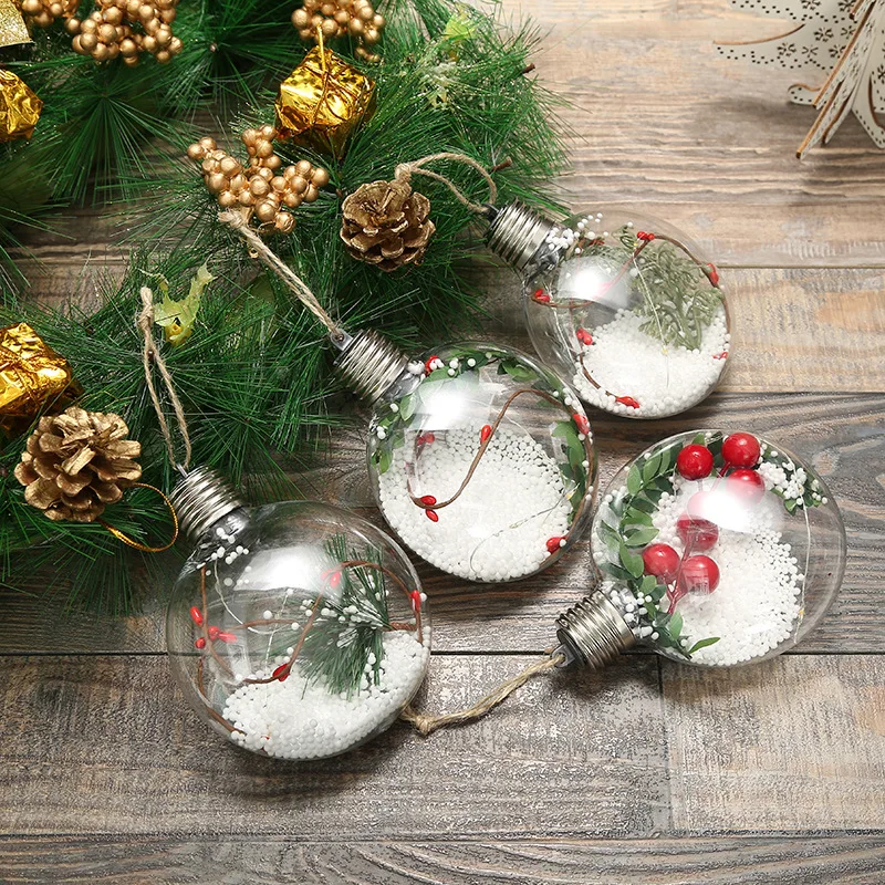 Прозрачные пластиковые светодиодные огни «сделай сам», рождественские украшения, украшения для дня рождения, украшения для рождественской елки, Рождественский шар