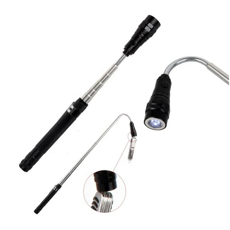 Multifunction retractable telescopic magnetic pick up finder led torch flashlight with magnet on two heads for Car repair tools