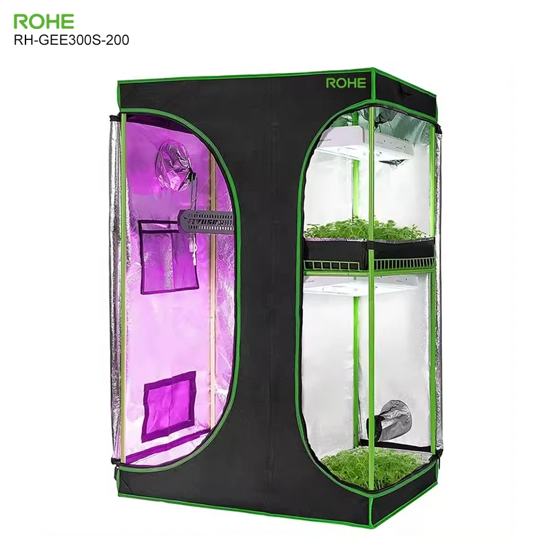 ROHE 300x150x200 cm Waterproof 600D Material Metal Frame Easy Assembly Indoor Plant Growing Tent Kit