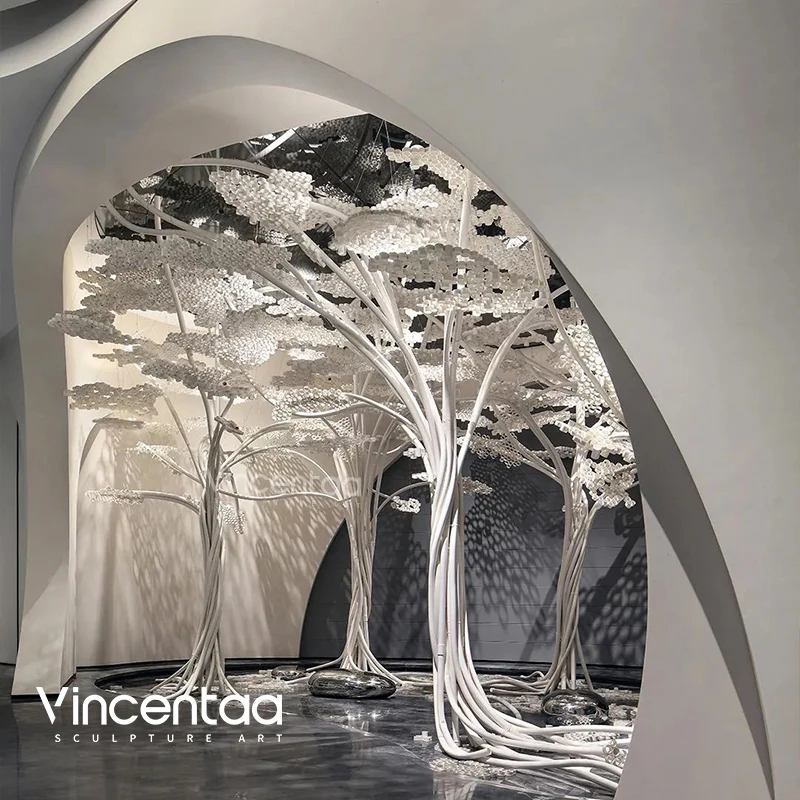 Vincentaa Modern Sculpture Hotel Lobby Sculpture Luxury Home Decor Metal Tree Sculpture