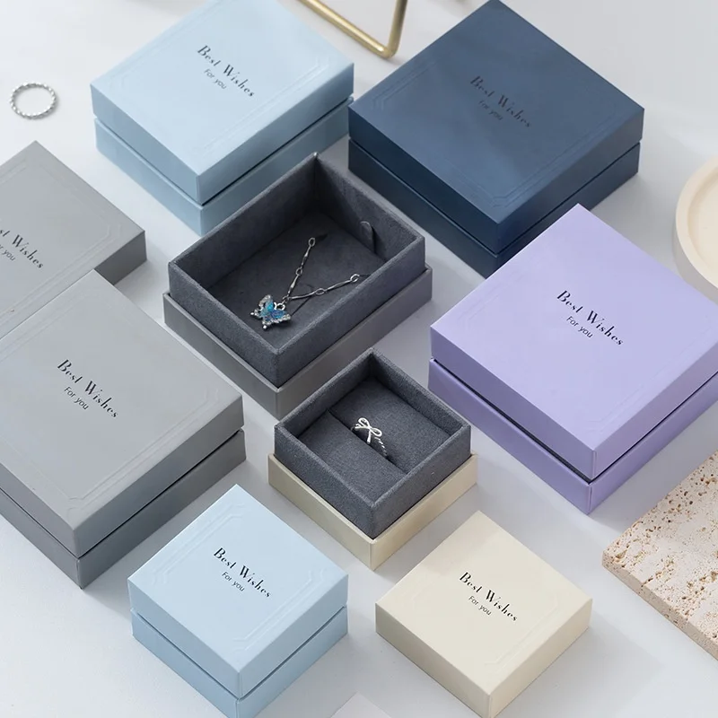 Creative New Fashionable Simple Ring Necklace Earnail Bracelet Double Cover Jewelry Packaging Gift Box