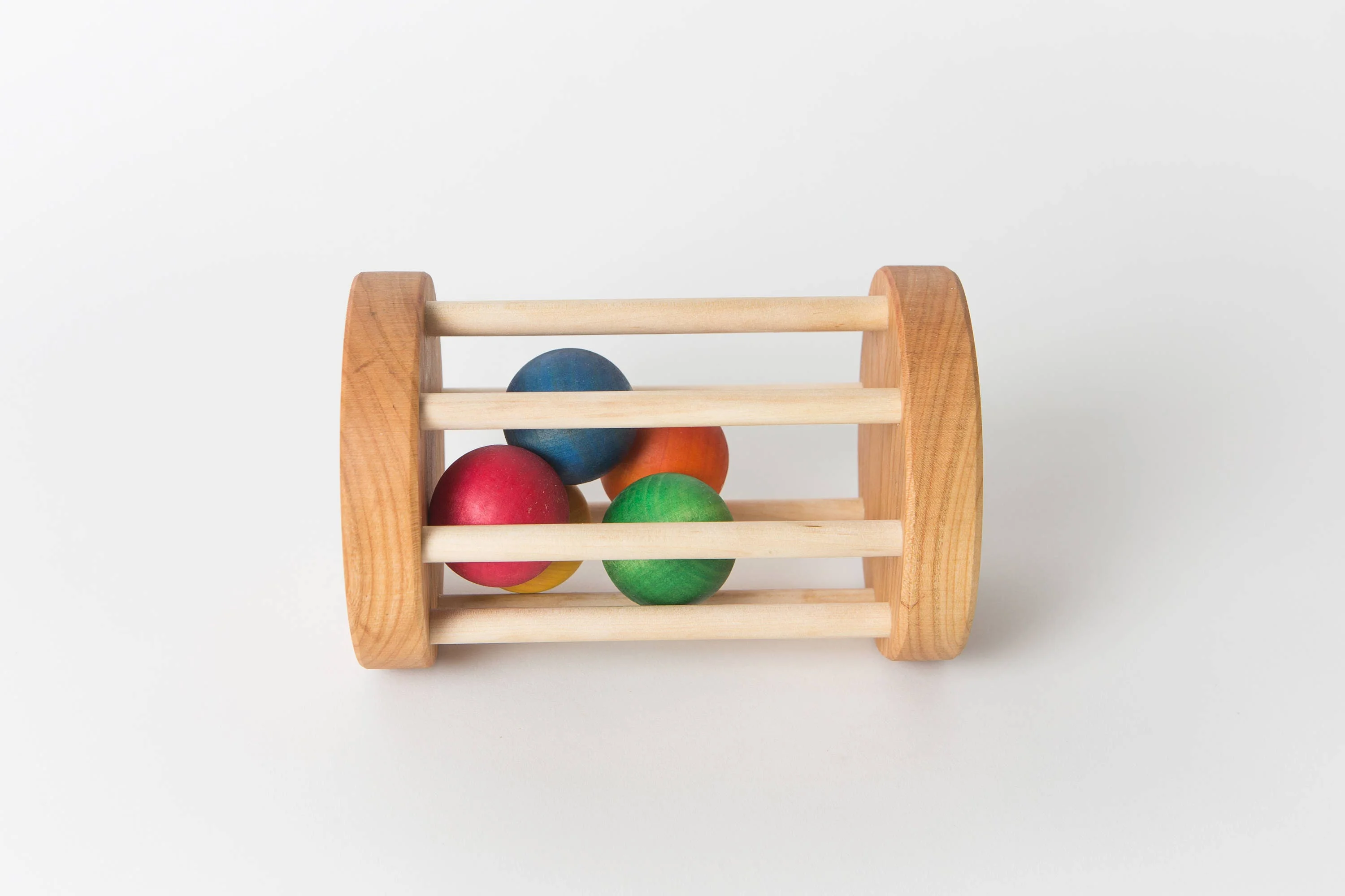 Wooden Rattle Rolling Toy Montessori Ball Cylinder Infant Toy Montessori Ball Cylinder Rolling Drum