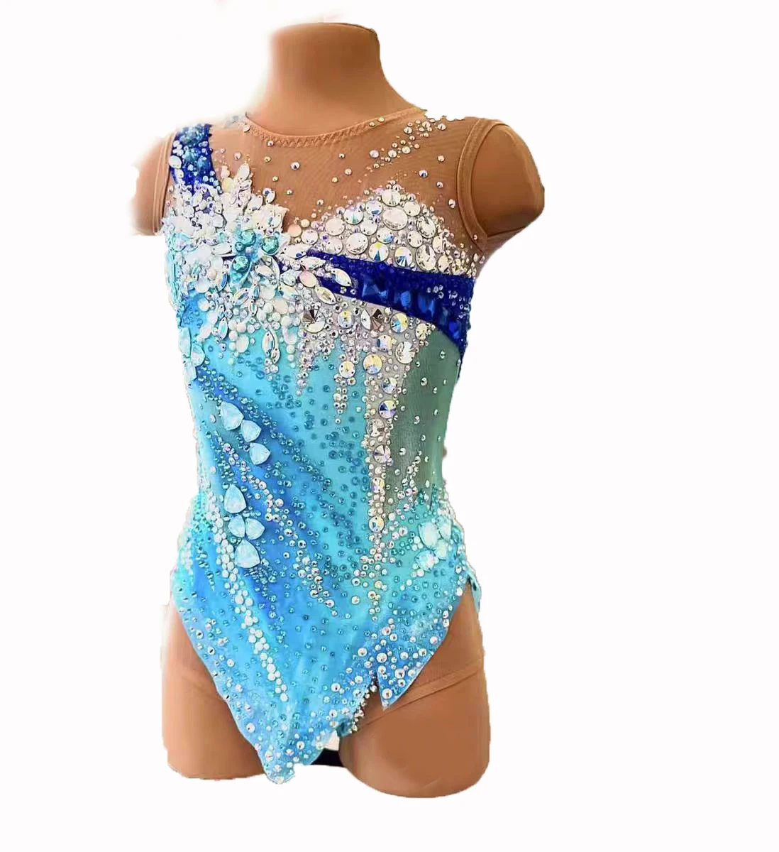 Rhythmic Gymnastics Leotards Red Mesh Girl Competition Performance