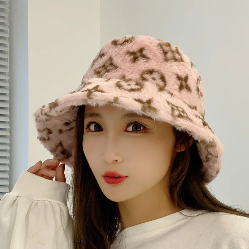 RTS Latest Faux Fur Warm Bucket Hats High Quality Acrylic Women Winter Hats Plush Knitted Hat Outdoor Gorras