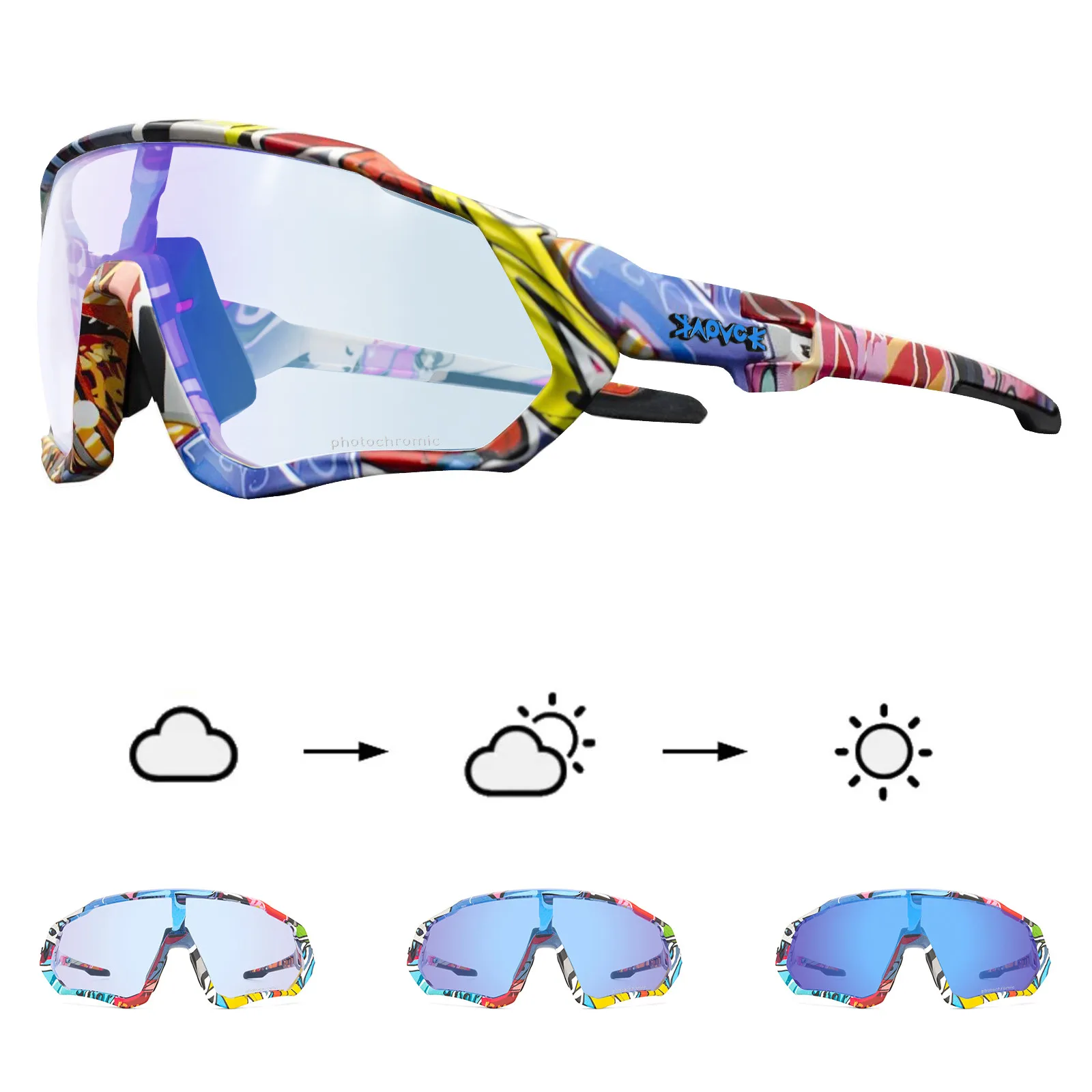 Custom Logo Eco-Friendly Photochromic Tr90 Mtb Bicycle Sunglasses Oem Children Sports Outdoor Cycling Uv400 Tac Glasses