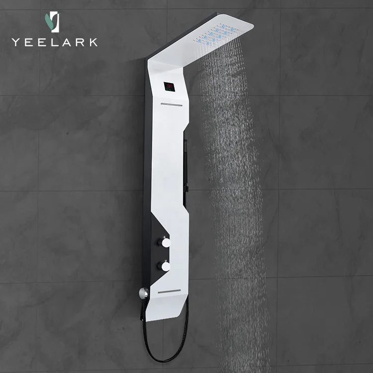 Top quality Bathroom Set Brushed Nickel High End 304 Stainless Steel Waterfall Shower  Massage Wall Shower Panel