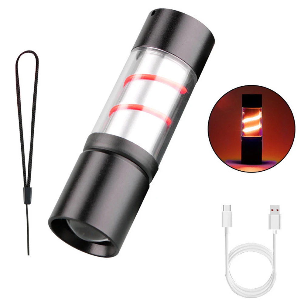 Mini LED Bright and Colorful Flashlight Portable and Multifunctional Outdoor Lighting USB Charging Atmosphere Camping Light