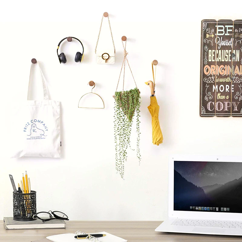 Wholesale factory direct price wood wall hook vintage wooden coat rack hanging hooks with screw