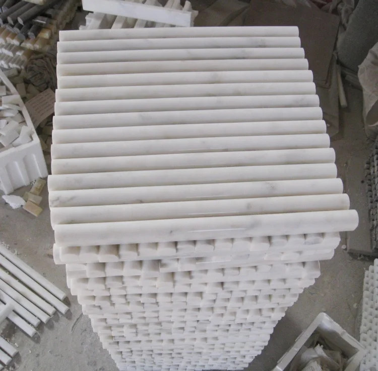 Fluted Marble Tiles Pencil White Marble Skirting Stone Shower Mosaic Wall Tiles
